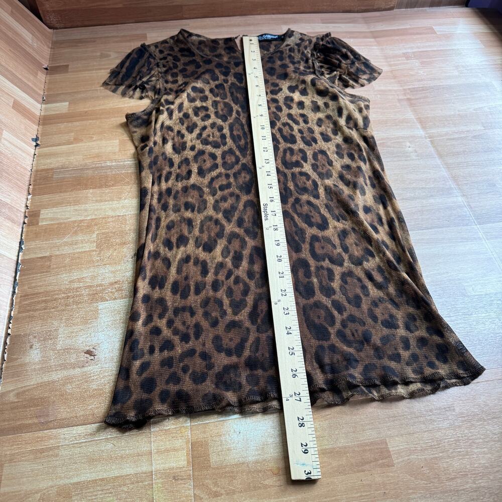 Vintage Dolce & Gabbana Leopard Print Mesh Top Dress IT 46 US 10 - Picture 6 of 11